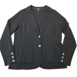 WHBM Milano Sweater Blazer Medium Black Cardigan Pockets Ponte Knit Jacket